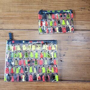 Maya clear with assorted colored people zip top make up bags
